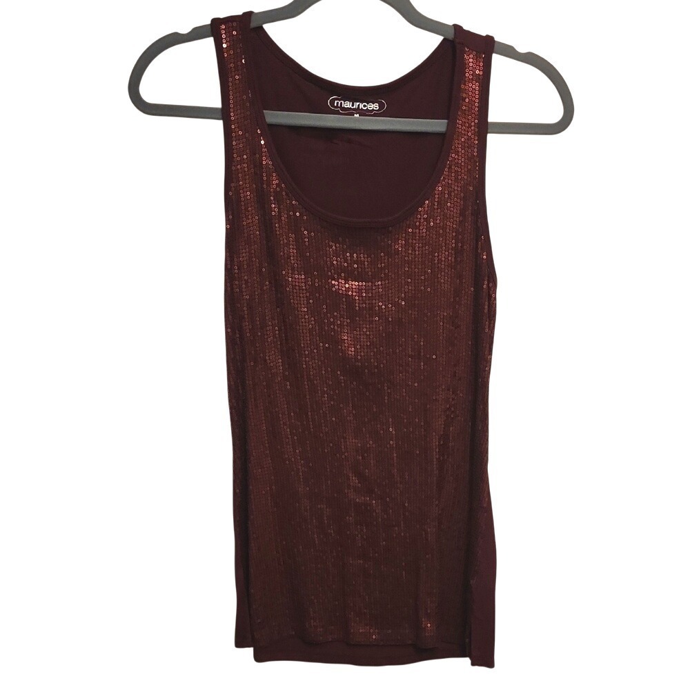 Maurices Sparkle Maroon Party Clubwear‎ Tank Top Medium